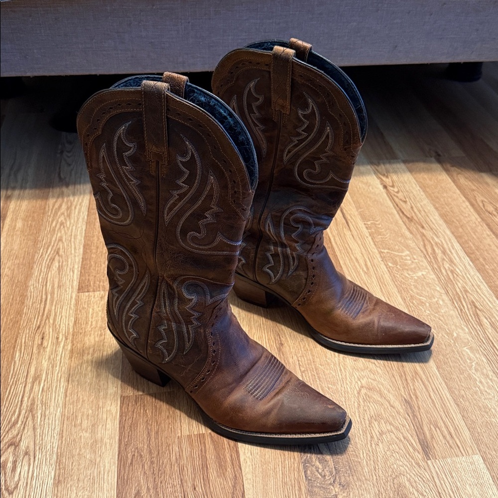 Ariat Women’s Heritage Western X-Toe Brown & Blue Western Cowboy Boots